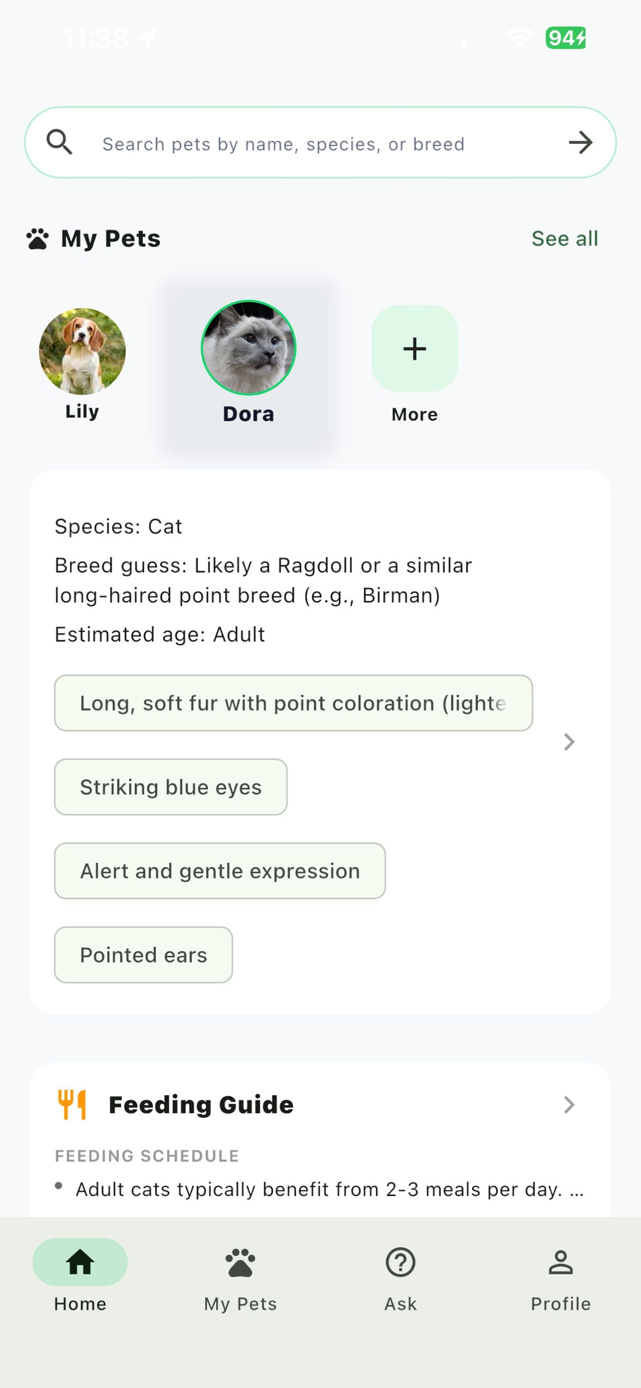 PetPal home screen